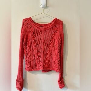 Free People Red Orange Cable-Knit Women’s Sweater size XS
